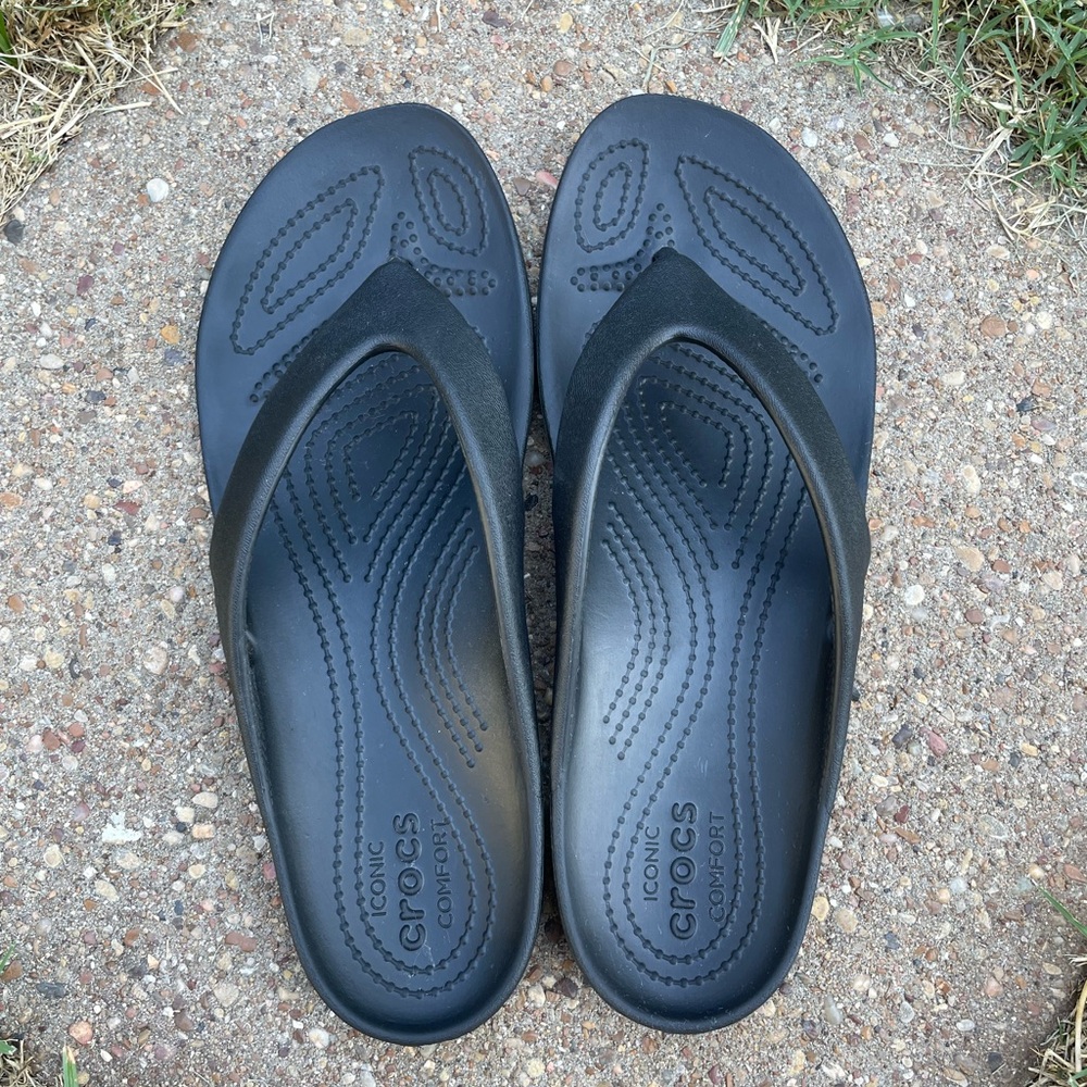 CROCS Black Flip Flops